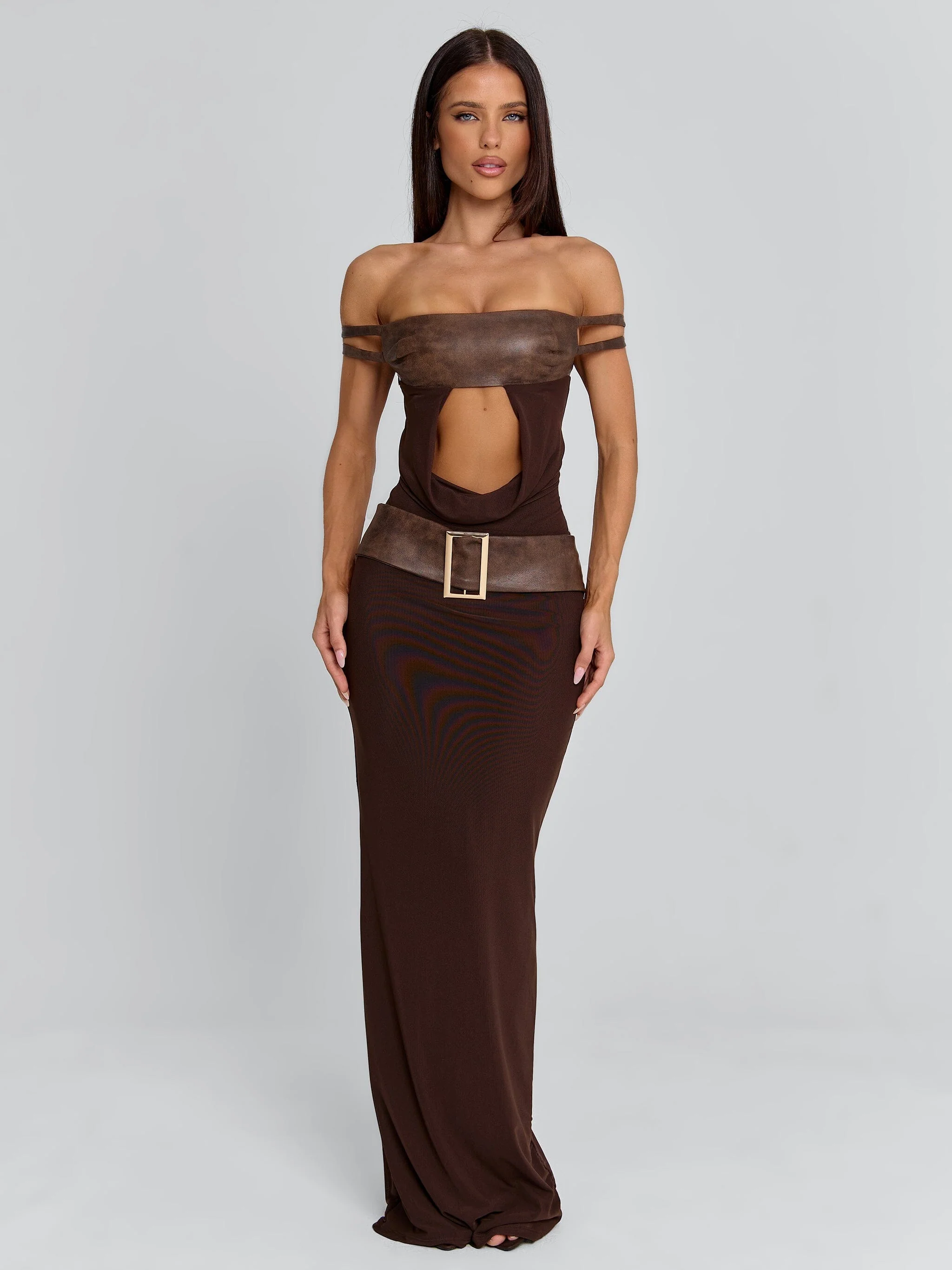 ROZIA MAXI DRESS BROWN